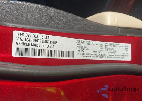 2021 Dodge Durango Gt Plus Rwd from USA, damaged, VIN 1C4RDHDG8MC715758